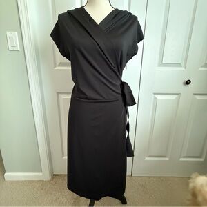 Swimsuit cover Jessica London Black Wrap stretch Dress Hooded plus size x 14/16